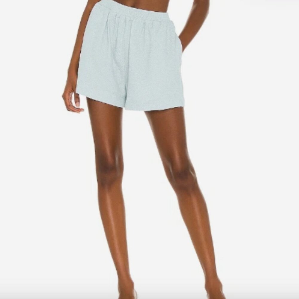 Revolve LPA Adams Shorts Powder Blue Size Small Textured Pull On Beach Summer